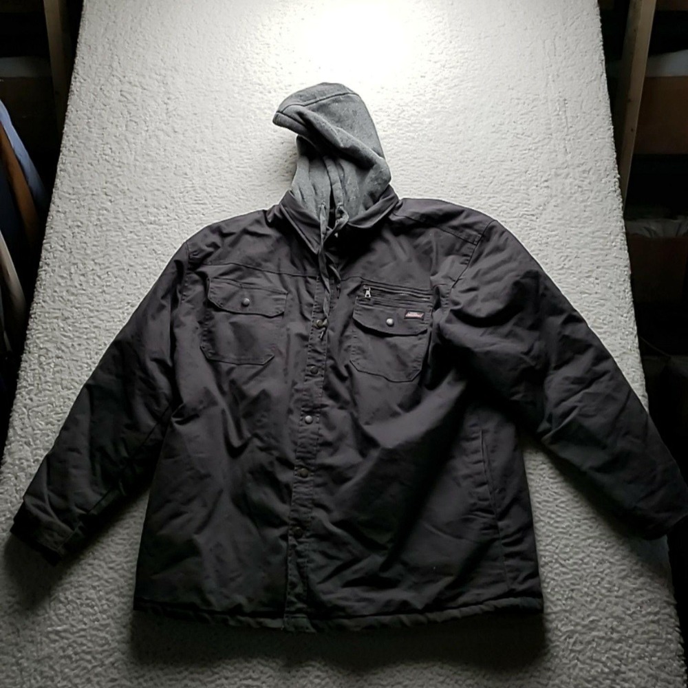 Dickies Jacket Mens 3XL Gray Hooded Canvas Full Zip Quilted Winter Work Parka